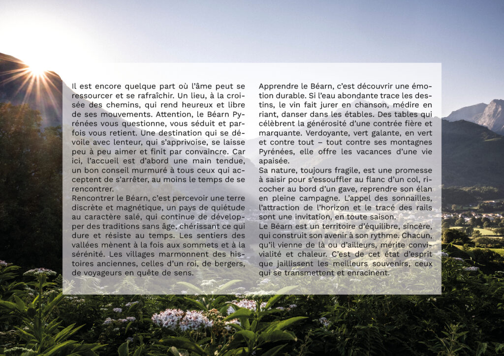 récit de destination du Béarn Pyrénées, le nouveau positionnement de la destination,